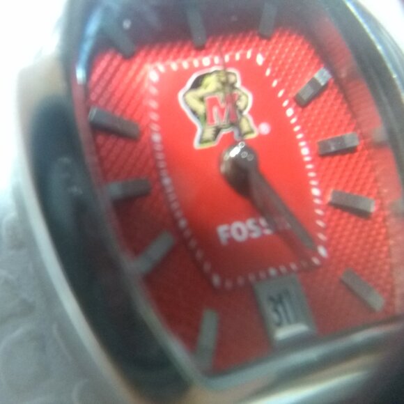 Fossil LI-3223 Quartz Watch Letter M Green Frog Dial Silver Bracelet New Bat ECU - Picture 2 of 11